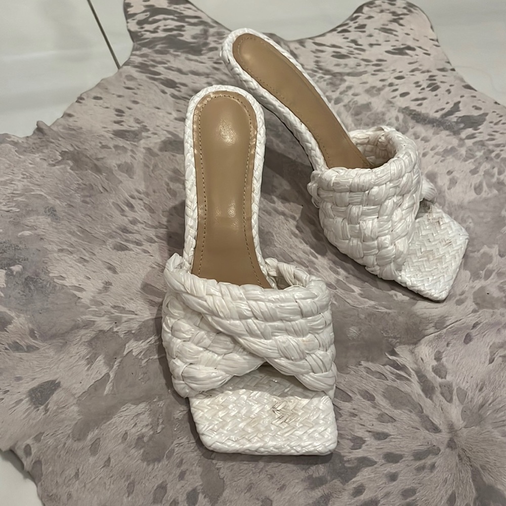 White braided heels good condition size 38